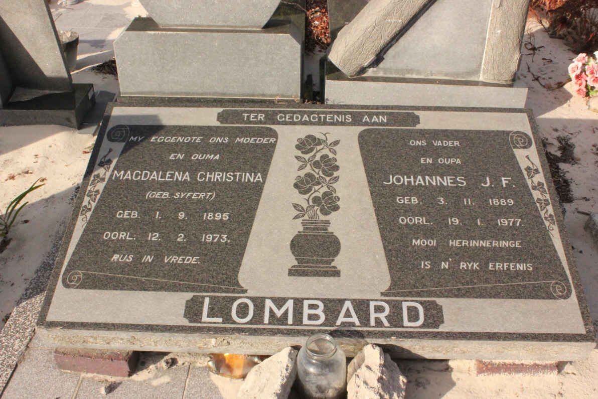 LOMBARD Johannes J.F. 1889-1977 &amp; Magdalena Christina SYFERT 1895-1973