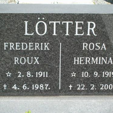 LOTTER Frederik Roux 1911-1987 &amp; Rosa Hermina 1919-2002