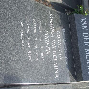 MERWE Cornelia Johanna Wilhelmina, van der 1939-1991