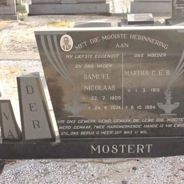 MOSTERT Samuel Nicolaas 1905-1974 &amp; Martha C.E.B. 1915-1994