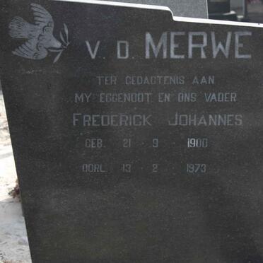 MERWE Frederick Johannes, v.d. 1900-1973