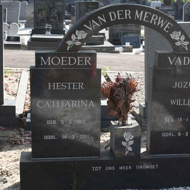 MERWE Jozua Willem, van der 1919-1974 &amp; Hester Catharina 1921-2011
