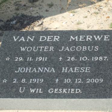 MERWE Wouter Jacobus, van der 1911-1987 &amp; Johanna HAESE 1919-2009