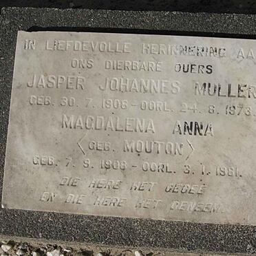 MULLER Jasper Johannes 1908-1973 &amp; Magdalena Anna MOUTON 1908-1981