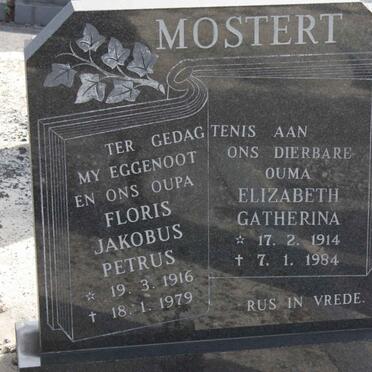 MOSTERT Floris Jakobus Petrus 1916-1979 &amp; Elizabeth Catherina 1914-1984