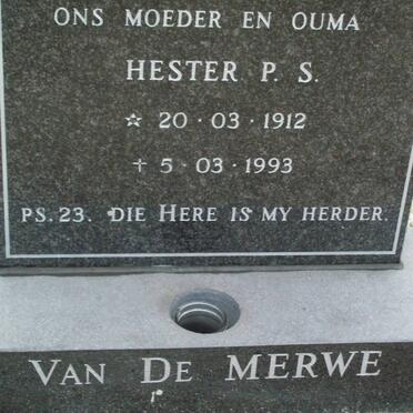 MERWE Hester P.S., van der 1912-1993