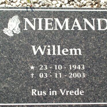 NIEMAND Willem 1943-2003