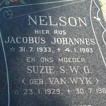 NELSON Jacobus Johannes 1933-1983 &amp; Suzie S.W.G. VAN WYK 1929-1985
