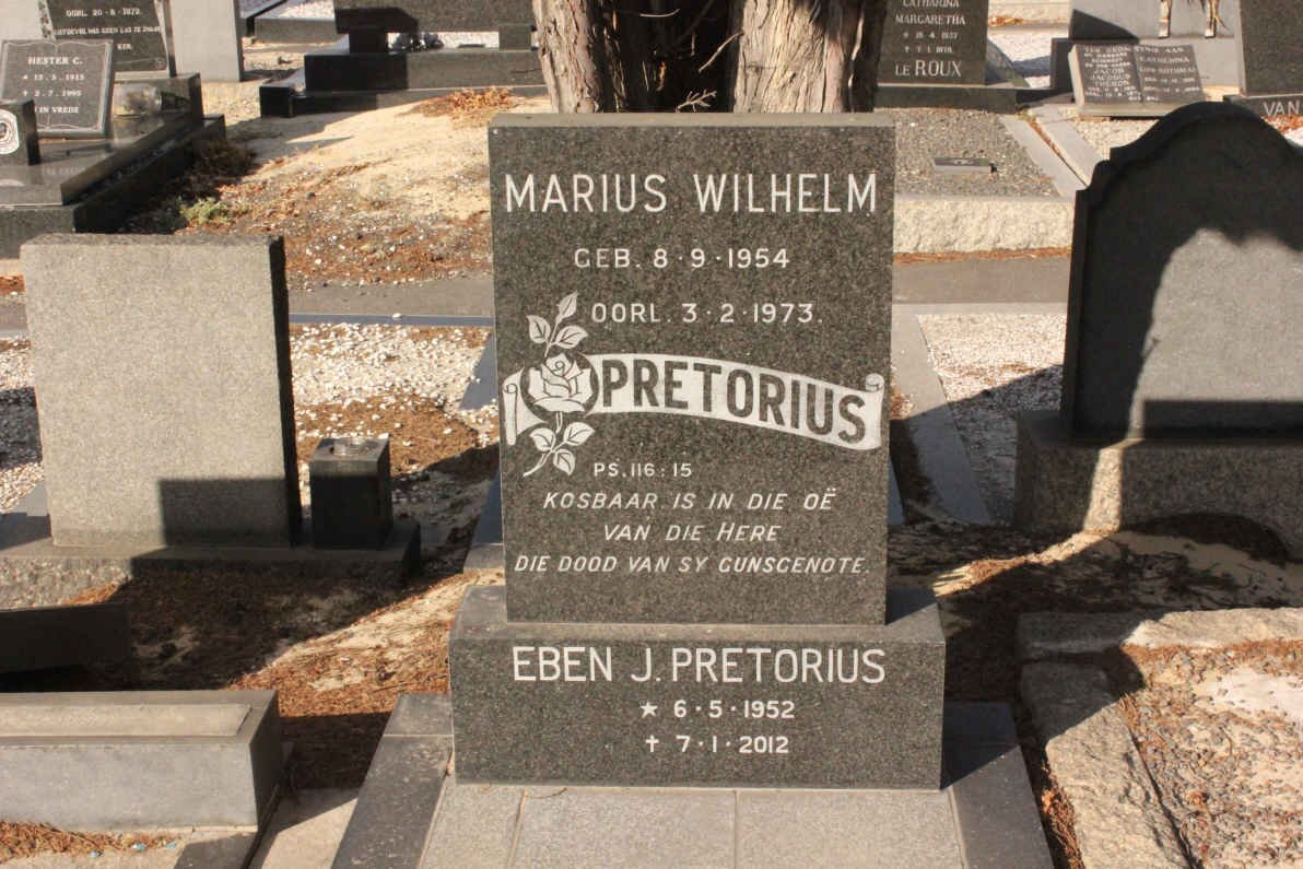 PRETORIUS Marius Wilhelm 1954-1973 &amp; Eben J. 1952-2012