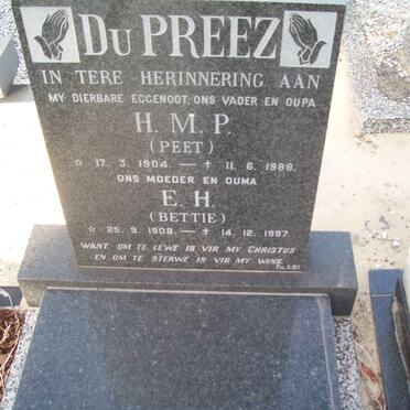 PREEZ H.M.P., du 1904-1988 &amp; E.H. 1908-1997