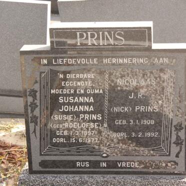 PRINS Nicolaas J.R. 1908-1992 &amp; Susanna Johanna ROELOFSE 1897-1977
