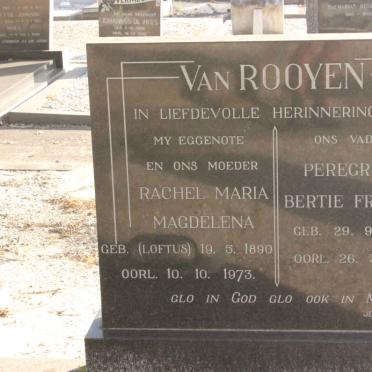 ROOYEN Peregrine Bertie Frazer, van 1891-1977 &amp; Rachel Maria Magdalena LOFTUS 1890-1973