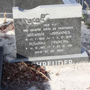 SCHREUDER Abraham Johannes 1909 -1972 &amp; Susanna Francina 1915-1981