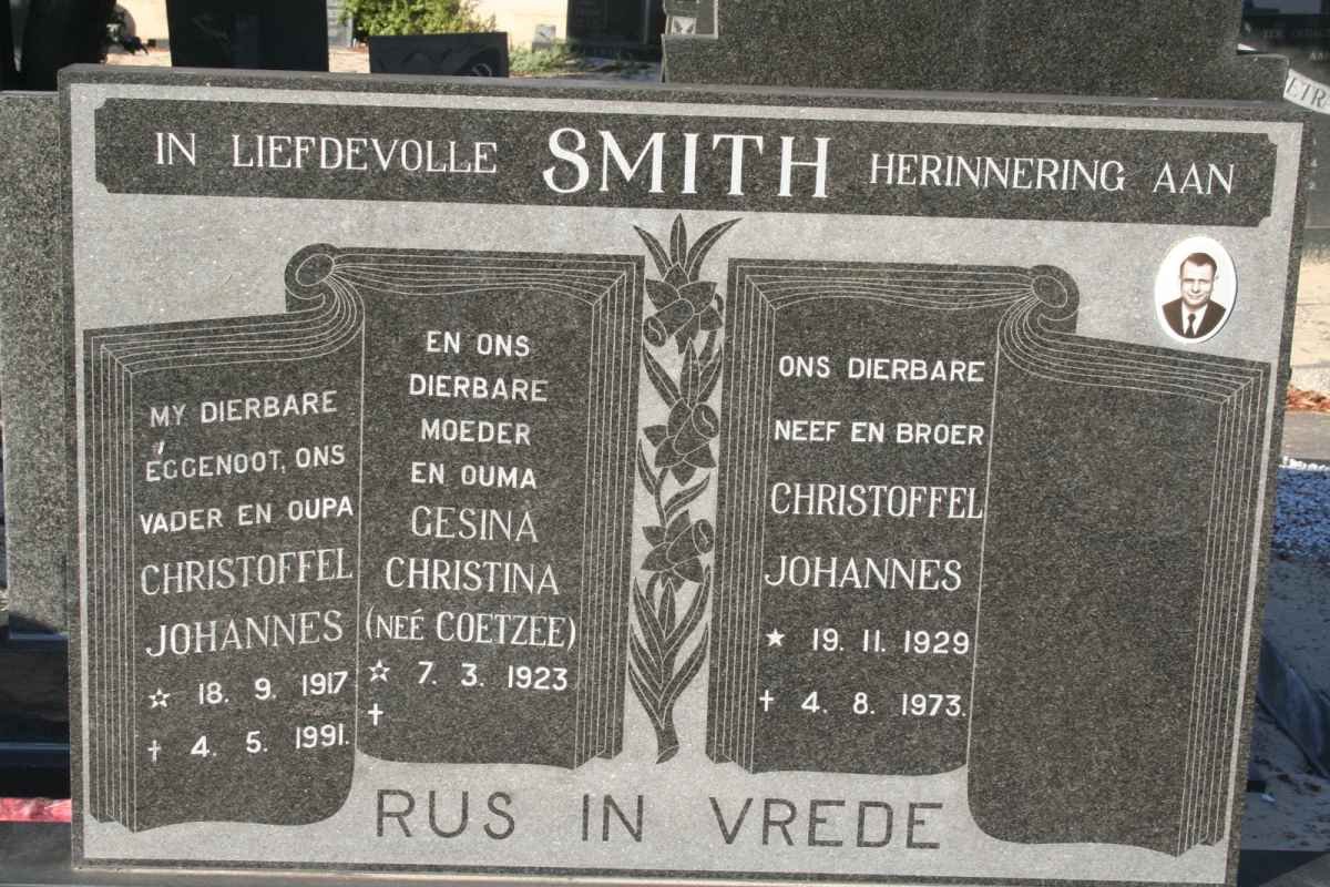 SMITH Christoffel Johannes 1917-1991 &amp; Gesina Christina COETZEE 1923- :: SMITH Christoffel Johannes 1929-1973