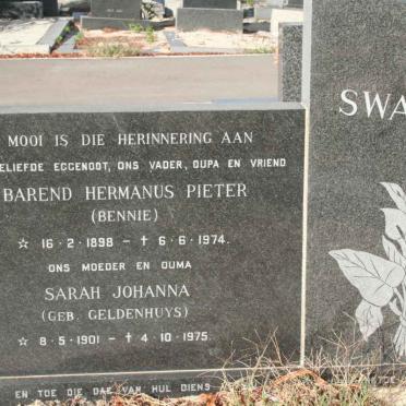 SWARTS Barend Hermanus Pieter 1898-1974 &amp; Sarah Johanna GELDENHUYS 1901-1975