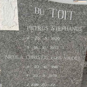 TOIT Petrus Stephanus, du 1920-1973 &amp; Nicola Christie NAUDE 1919-1974