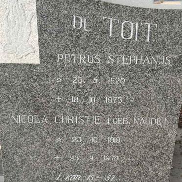 TOIT Petrus Stephanus, du 1920-1973 &amp; Nicola Christie NAUDE 1919-1974