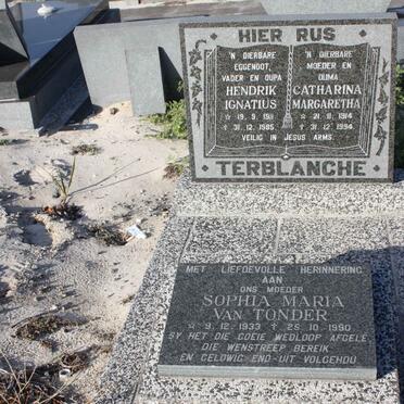 TERBLANCHE Hendrik Ignatius 1911-1985 &amp; Catharina Margaretha 1914-1994 :: TONDER Sophia Maria, van 1933-1990