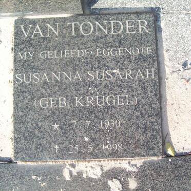 TONDER Susanna Susarah, van nee KRUGEL 1930-1998