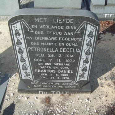 TOIT Francois Daniël, du 1909-1976 &amp; Petronella Cecelia 1914-1972