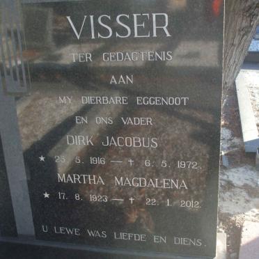 VISSER Dirk Jacobus 1916-1972 &amp; Martha Magdalena 1923-2012