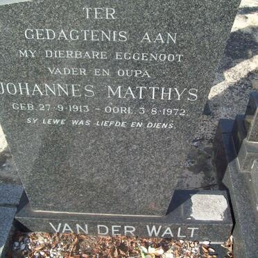 WALT Johannes Matthys, van der 1913-1972