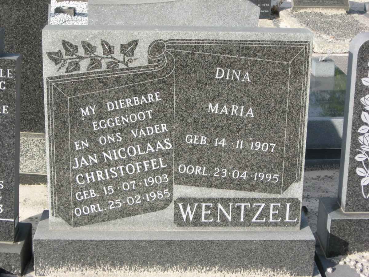 WENTZEL Jan Nicolaas Christoffel 1903-1985 &amp; Dina Maria 1907-1995