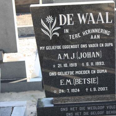WAAL A.M.J., de 1919-1993 &amp; E.M. 1924-2007