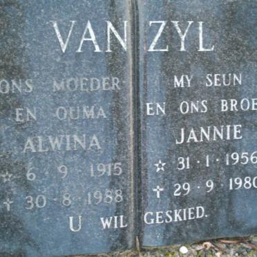 ZYL Alwina, van 1915-1988 :: VAN ZYL Jannie 1956-1980