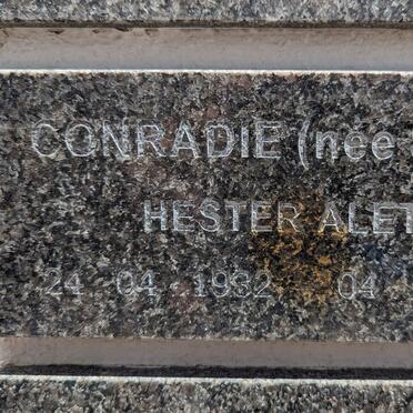 CONRADIE Hester Aletta nee STONE 1932-2018