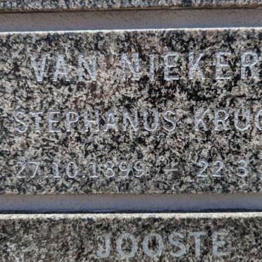 NIEKERK Stephanus Kruger, van 1899-1995