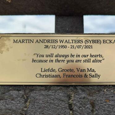 ECKARD Martin Andries Walters 1950-2021