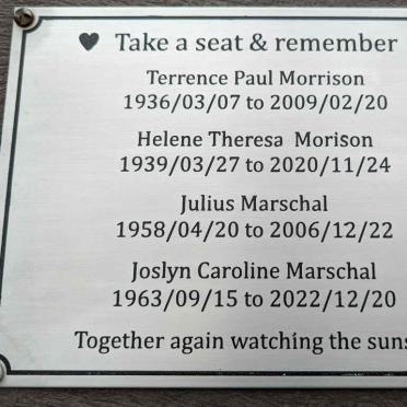 MORRISON Terrence Paul 1936-2009 :: MORISON Helene Theresa 1939-2020 :: MARSCHAL Julius 1958-2006
