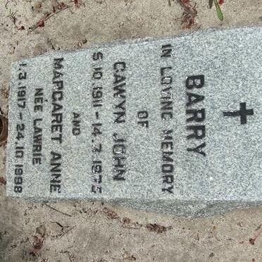 BARRY Gawyn John 1911-1975 &amp; Margaret Anne LAWRIE 1917-1998