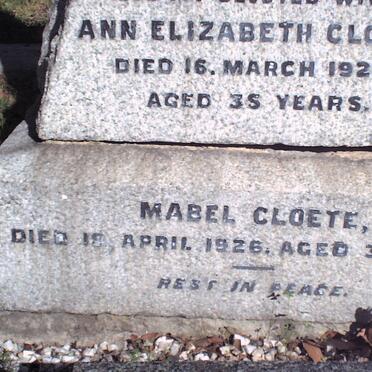 CLOETE Mabel 1888-1926