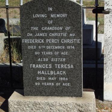 CHRISTIE Frederick Percy -1974 :: HALLBLACK Frances Teresa -1984