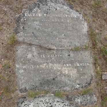 STANLEY Elizabeth Ann nee ADAMS 1827-1887 :: MANSON Elizabeth Ann 1884-1884