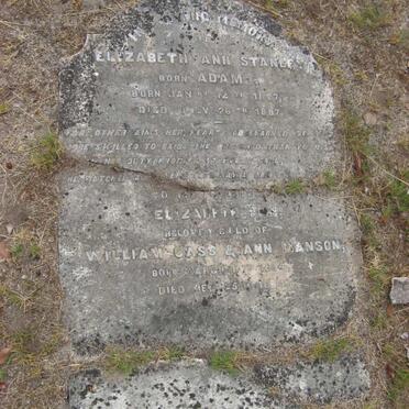 STANLEY Elizabeth Ann nee ADAMS 1827-1887 :: MANSON Elizabeth Ann 1884-1884
