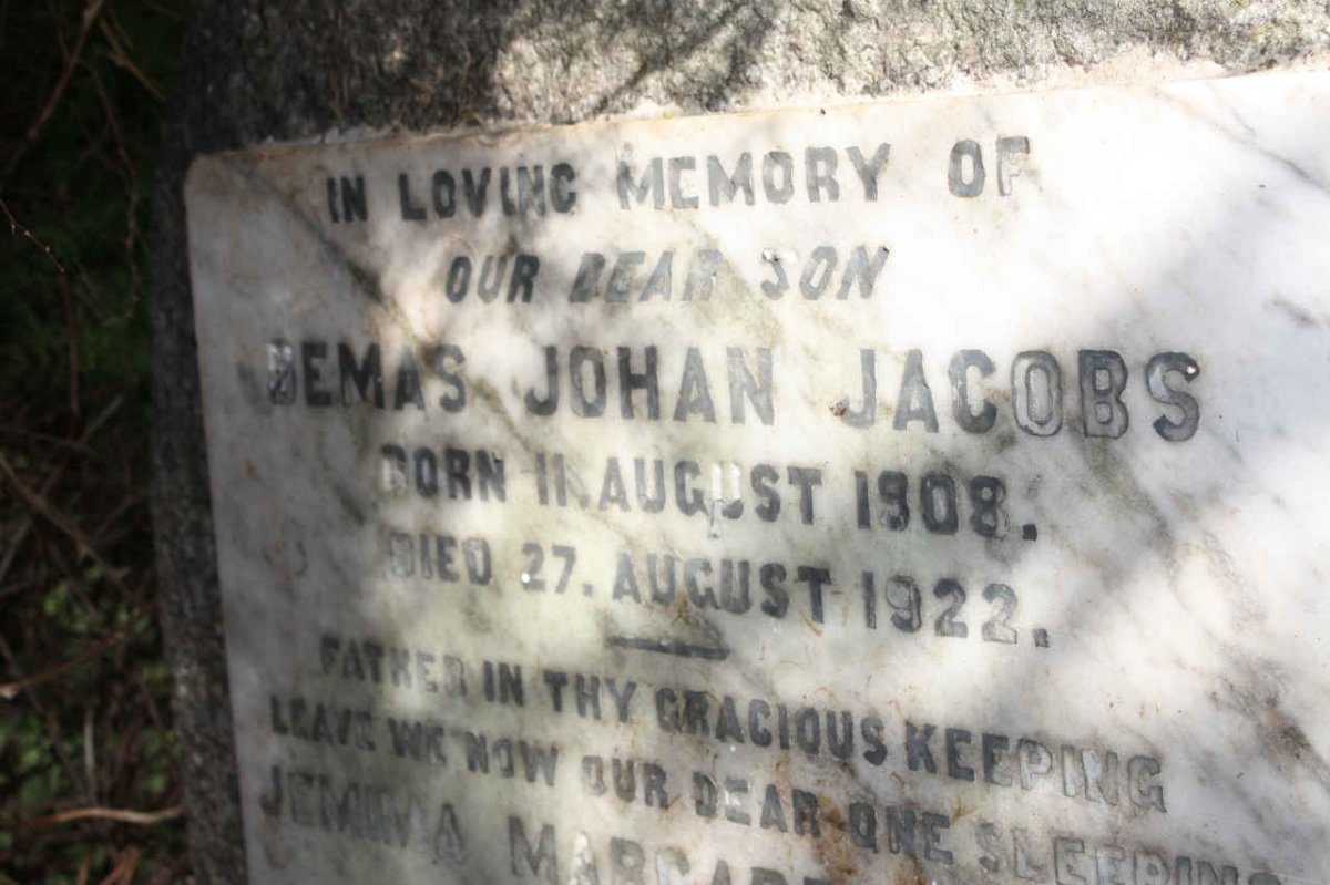 JACOBS Demas Johan 1908-1922