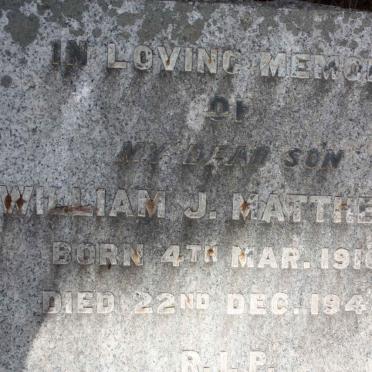 MATTHEWS William J. 1916-1944