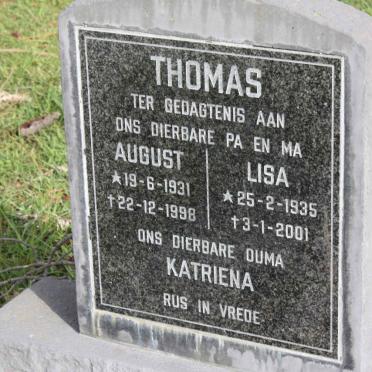 THOMAS August 1931-1998 &amp; Lisa 1935-2001 :: THOMAS Katriena ?