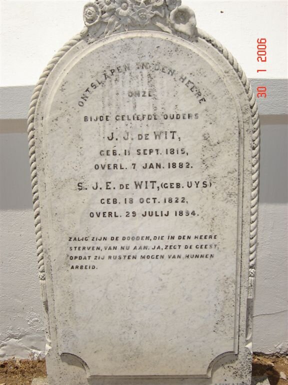 WIT J.J., de 1815-1882 &amp; S.J.E. UYS 1822-1894
