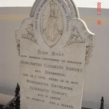 DUMINY Margaretha Elizabeth Duminy nee ZEEDERBERG 1857-1897 :: DUMINY Margaritha Catharina Elizabeth :: DUMINY Baby Boy