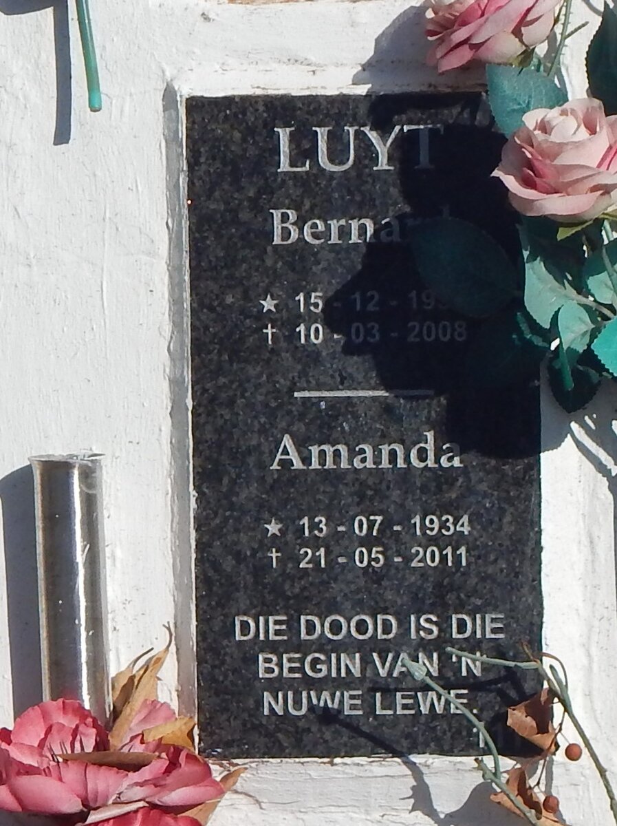 LUYT Bernard 193?-2008 &amp; Amanda 1934-2011