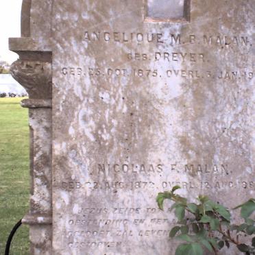 MALAN Nicolaas F.1872-1889 &amp; Angelique M.B. DREYER 1875-1904