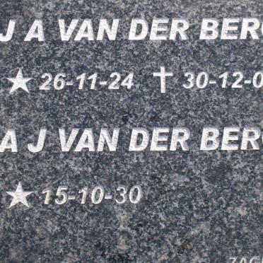BERG J.A., van der 1924-2007 &amp; A.J. 1930-