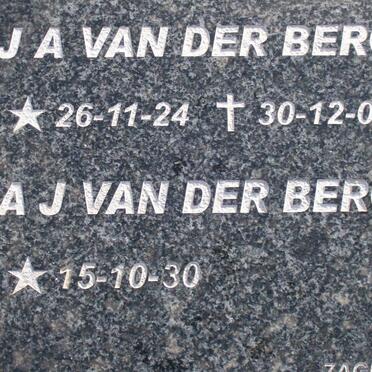 BERG J.A., van der 1924-2007 &amp; A.J. 1930-