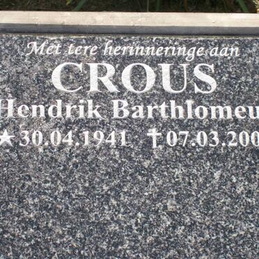 CROUS Hendrik Barthlomeus 1941-2007