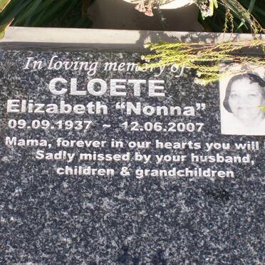 CLOETE Elizabeth 1937-2007