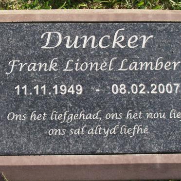 DUNCKER Frank Lionel Lambert 1949-2007